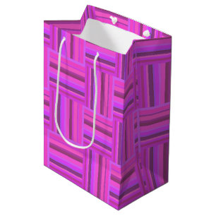 Sacola Para Presentes Média Padrão de tecelagem de fitas cor-de-rosa