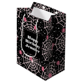Sacola Para Presentes Média Padrão de Teias de Aranha e Aranhas de Halloween d