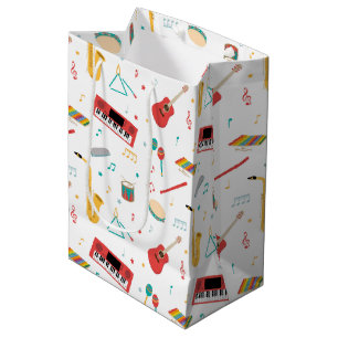 Sacola Para Presentes Média Padrão de Tema Musical de Instrumentos Musicais