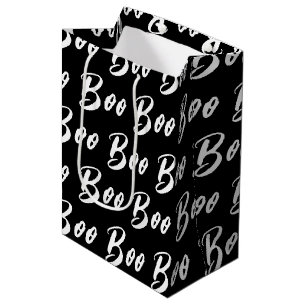 Sacola Para Presentes Média Padrão de texto de preto e branco do Halloween