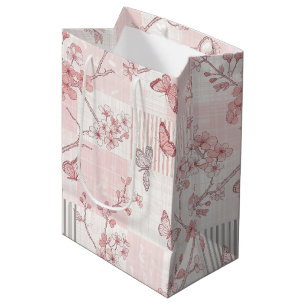 Sacola Para Presentes Média Padrão de Toile de Borboleta Botânica Vintage (6)