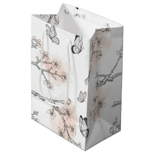 Sacola Para Presentes Média Padrão de Toile de Borboleta Botânica Vintage (9)