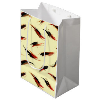 Sacola Para Presentes Média Padrão de Traços de Pincel Fogo Abstratos