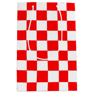 Sacola Para Presentes Média Padrão de Verificação de Branco Vermelho