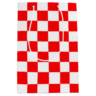 Sacola Para Presentes Média Padrão de Verificação de Branco Vermelho