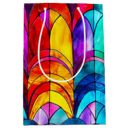 Sacola Para Presentes Média Padrão de Vidro Colorido Arco-íris Elegante