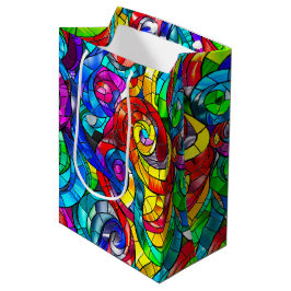 Sacola Para Presentes Média Padrão de Vidro Colorido Arco-íris Elegante