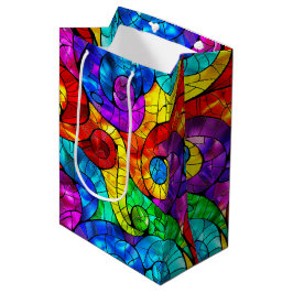Sacola Para Presentes Média Padrão de Vidro Colorido Arco-íris Elegante