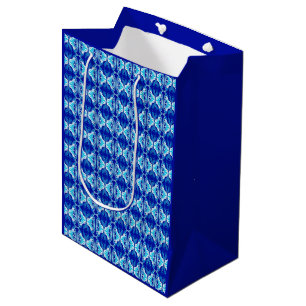 Sacola Para Presentes Média Padrão de wallpaper Art Deco - azul de cobalto e b