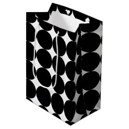 Sacola Para Presentes Média Padrão do Círculo Geométrico Retro Branco Preto