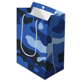 Sacola Para Presentes Média Padrão do Exército Azul Camo de Camuflagem