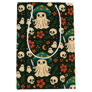 Sacola Para Presentes Média Padrão do Shroom-Skull e Flores da Killer