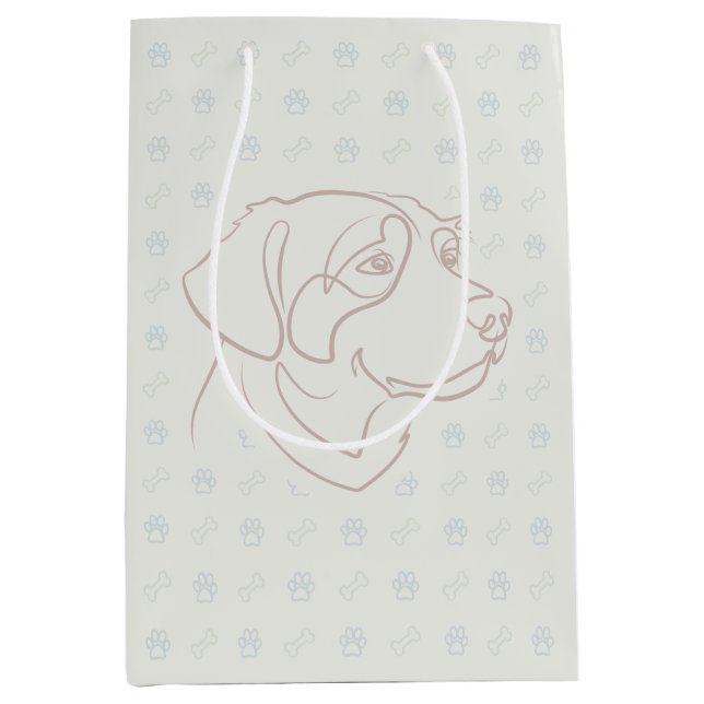 Sacola Para Presentes Média Padrão Dourado Retriever (Frente)