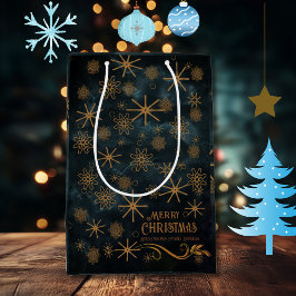 Sacola Para Presentes Média Padrão Elegante TEAL AZUL Feliz Natal