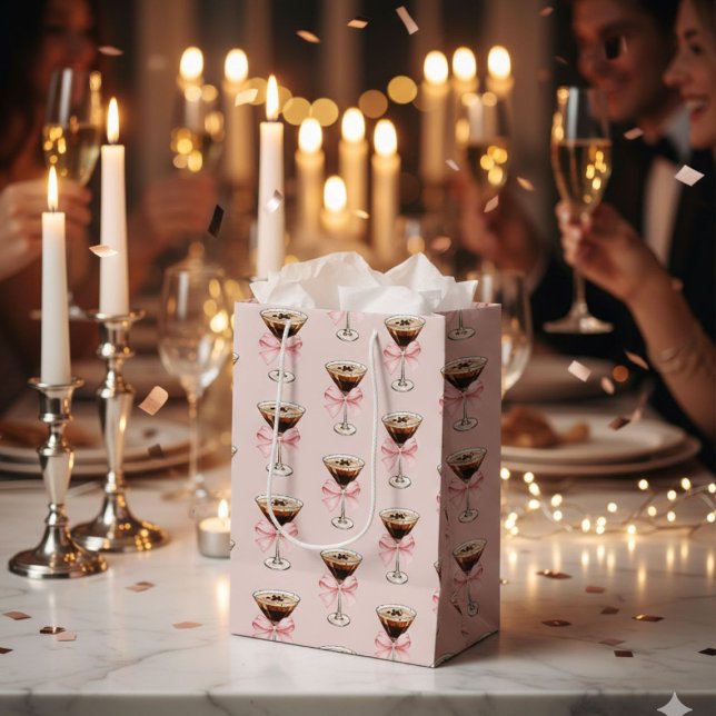 Sacola Para Presentes Média Padrão Espresso Martini Rosa (Criador carregado)