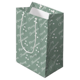 Sacola Para Presentes Média Padrão Feliz Natal Verde Sage