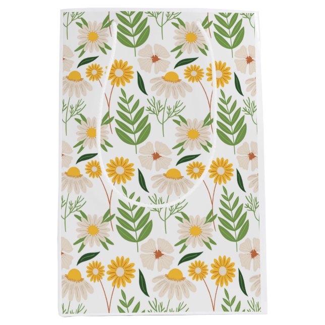 Sacola Para Presentes Média Padrão Floral (Frente)