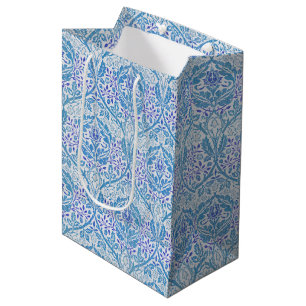 Sacola Para Presentes Média Padrão Floral Azul Elegante
