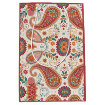Padrão Floral Branco Paisley Boho Vibrante