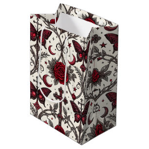 Sacola Para Presentes Média Padrão Floral de Borboleta Gótica (1)