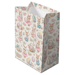 Sacola Para Presentes Média Padrão Floral de Coelhinho da Páscoa Fofo - Primav