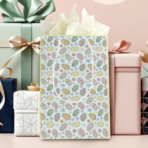 Sacola Para Presentes Média Padrão Floral de Ovos de Páscoa Pastel Caprichoso