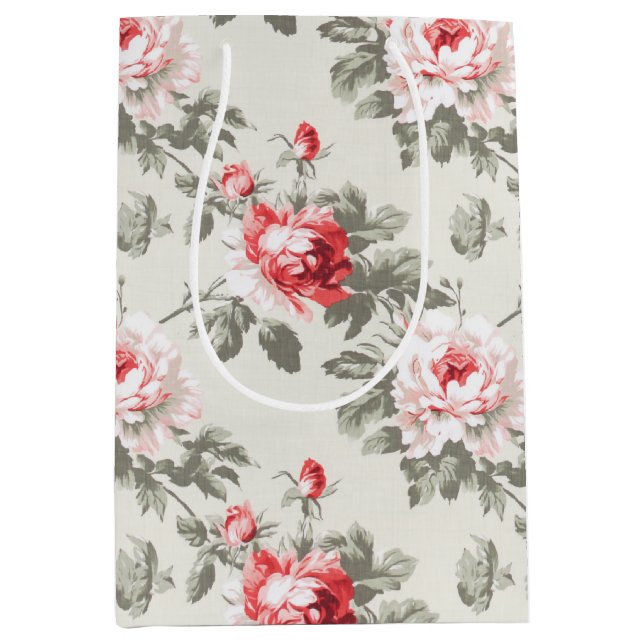 Sacola Para Presentes Média Padrão floral de primavera de colheita elegante (Frente)