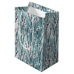 Sacola Para Presentes Média Padrão Floral do Flor do Flor de Plum primavera