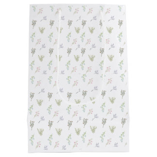 Sacola Para Presentes Média Padrão Floral Pastel – Impressão Botânica Elegante