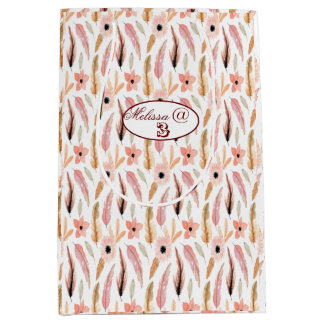 Sacola Para Presentes Média Padrão Floral Rosa-Rosa-Birthday Watercolor Medi