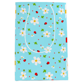 Sacola Para Presentes Média Padrão Floral Sem Costura Jardim da Joaninha