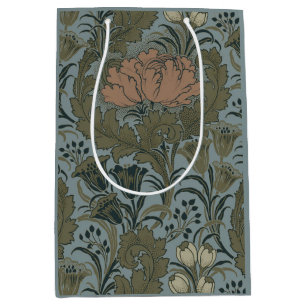 Sacola Para Presentes Média Padrão Floral Vitoriano Antigo Terracota Sage
