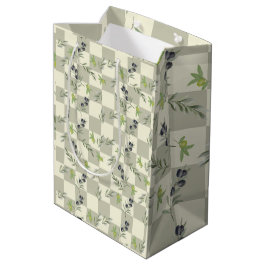 Sacola Para Presentes Média Padrão Francês de Aquarela Verde Sage Oliva Chic