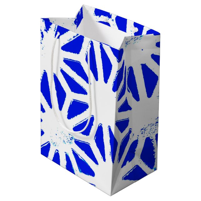 Sacola Para Presentes Média Padrão geométrico azul (Verso inclinado)