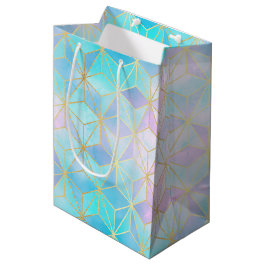 Sacola Para Presentes Média Padrão Geométrico de Vidro Iridescente