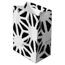 Sacola Para Presentes Média Padrão geométrico preto e branco
