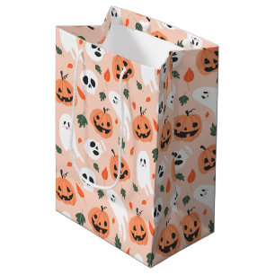 Sacola Para Presentes Média Padrão Ghost e Jack-O-Lanterna Bonito