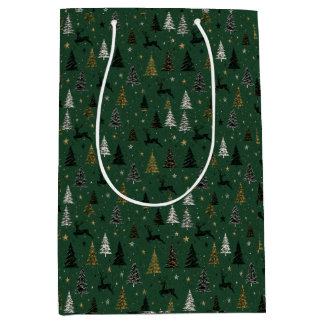 Sacola Para Presentes Média Padrão Moderno de Natal de Rena da Floresta