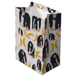 Sacola Para Presentes Média Padrão Monkey Chimpanzee & Banana