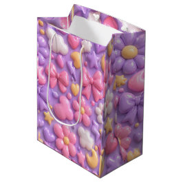 Sacola Para Presentes Média Padrão Perfeito de Laços e Corações Pastel Kawaii
