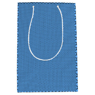 Sacola Para Presentes Média Padrão Preto Azul Hexágono