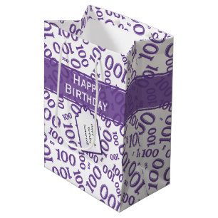 Sacola Para Presentes Média Padrão Raleatório Centenário 100º Roxo