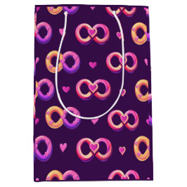 Sacola Para Presentes Média Padrão romântico sem costura com corações e casame