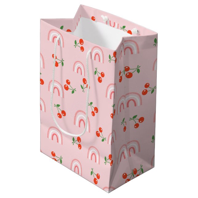 Sacola Para Presentes Média Padrão Rosa Rainbow Cherry (Frente inclinada)