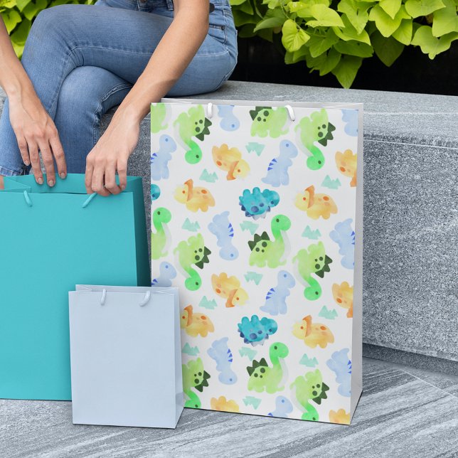 Sacola Para Presentes Média Padrão Sem Costura Dinossauro (Criador carregado)