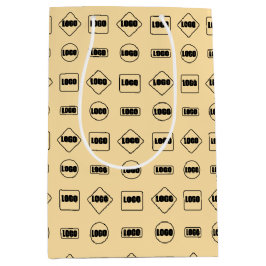 Sacola Para Presentes Média Padrão Simples de Logotipo Promocional Preto e Mar