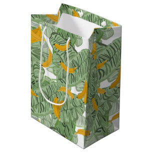Sacola Para Presentes Média Padrão tropical moderno de banana verde