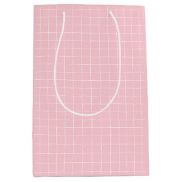 Sacola Para Presentes Média Padrão Verificado na Grade Rosa Moderna
