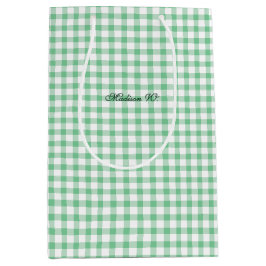 Sacola Para Presentes Média Padrão Xadrez Verde Pastel Fofo