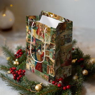 Sacola Para Presentes Média Padre Vitoriano Natal com Crianças Coletivas